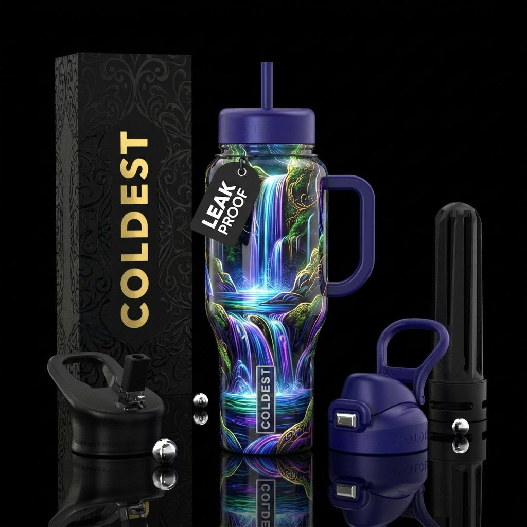 Filography,, glossy, trompe-l'œil, glowie,,, water... water bottle design
