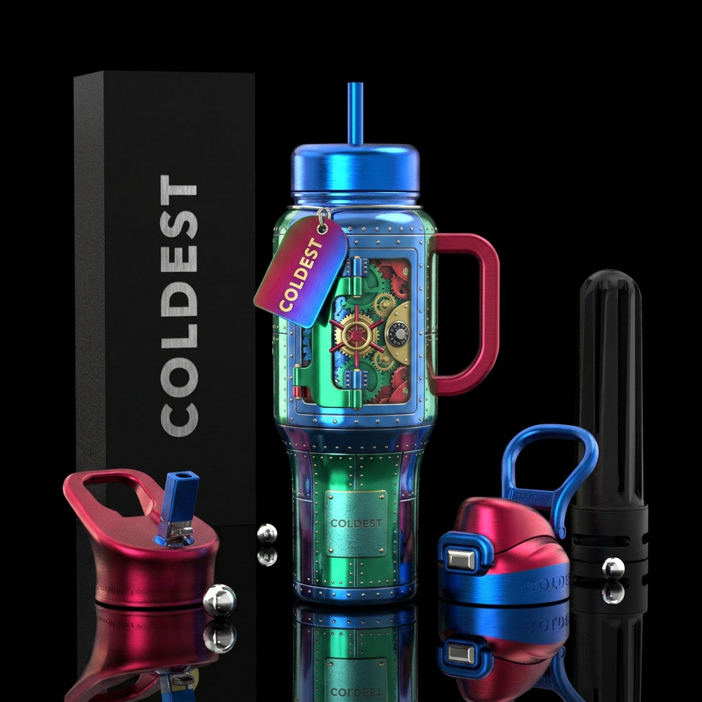 Vault,glossy, trompe-l'œil water bottle design