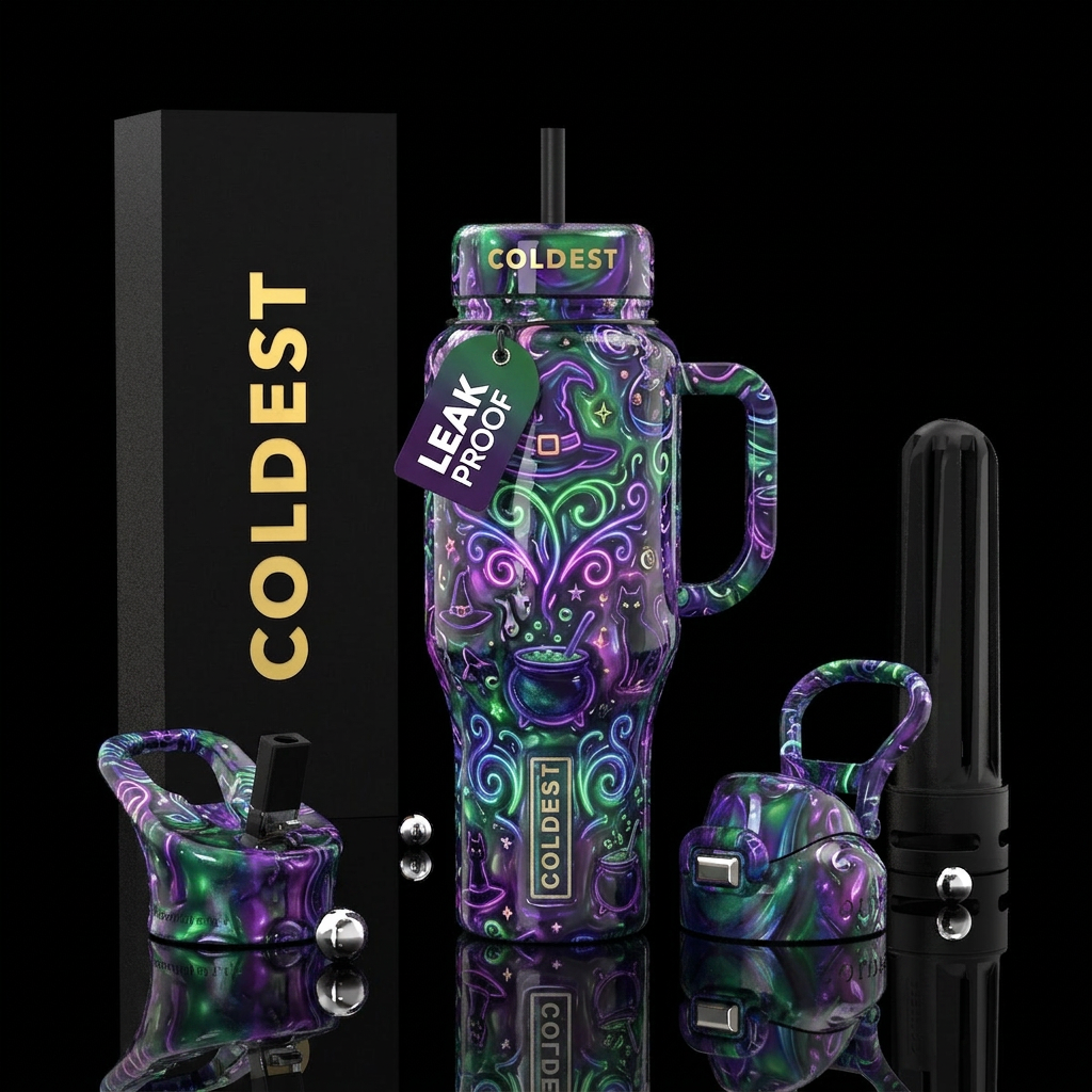 Cool  flamboyant sassy witch, glossy, glowie, trom... water bottle design