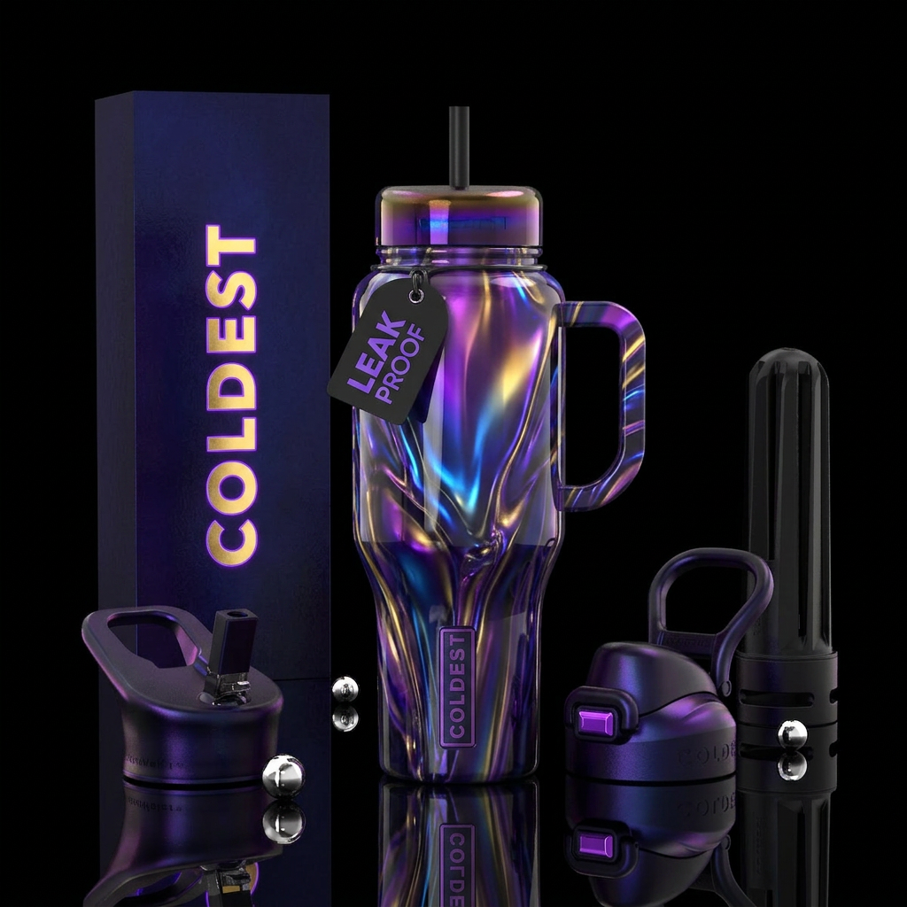Cool  flamboyant sassy witch, glossy, glowie, trom... water bottle design