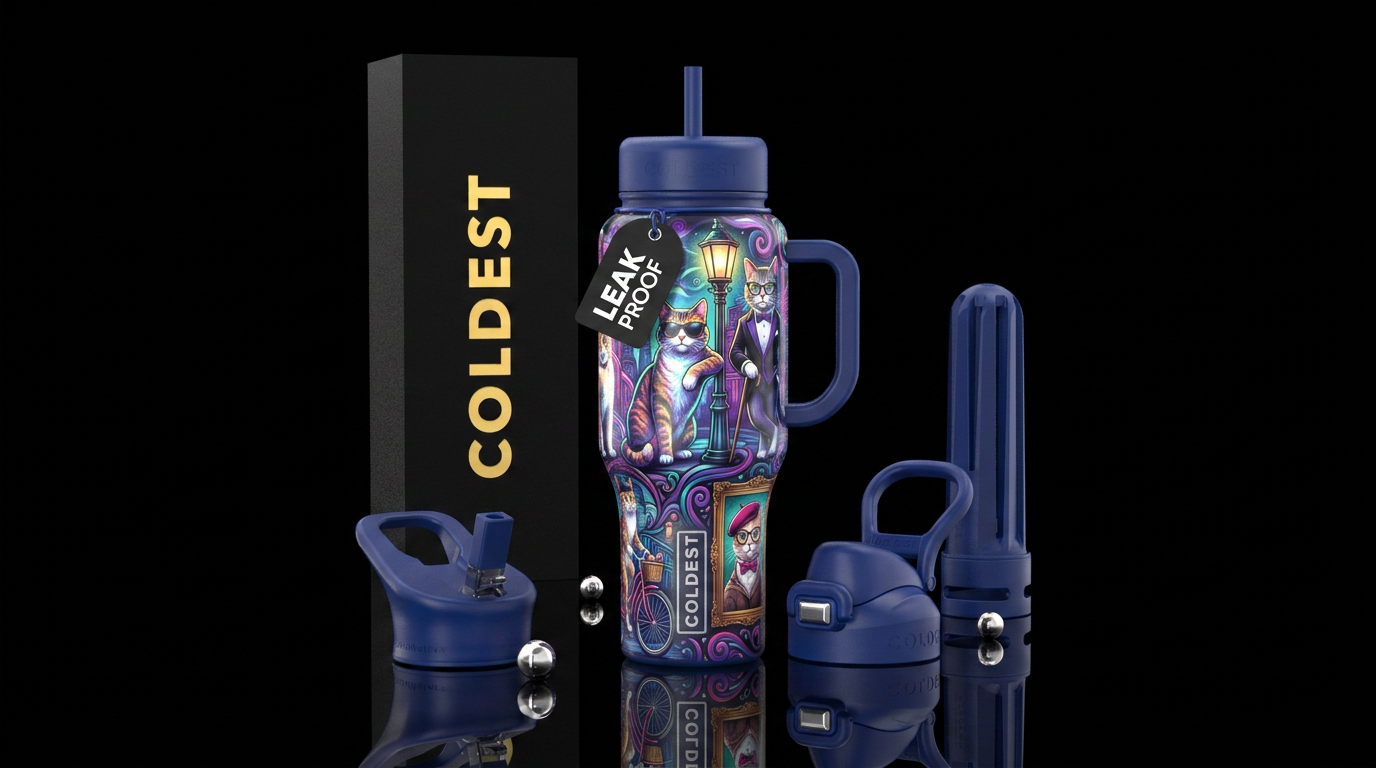 Cool  flamboyant sassy savvy cats, glossy, glowie,... water bottle design