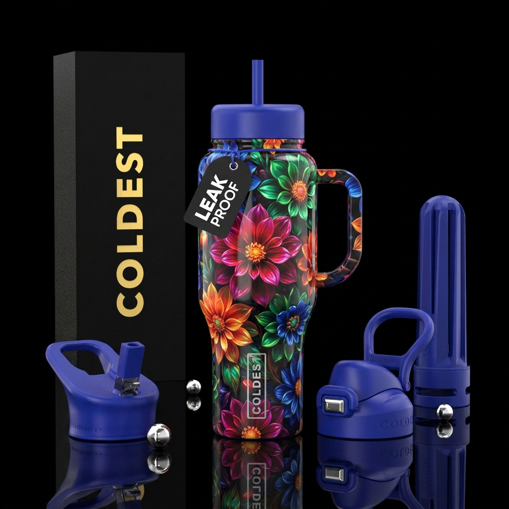 , glossy, , trompe-l'œil ,glowie, vibrant,flamboya... water bottle design