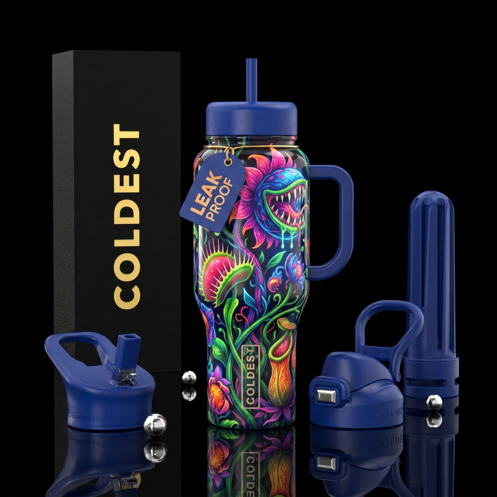 Glowie horrors, glossy, realism, trompe-l'œil ,, v... water bottle design