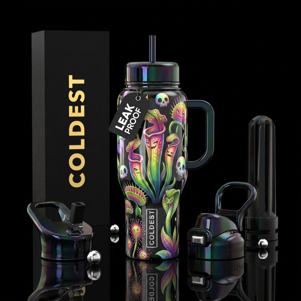 Glowie horrors, glossy, realism, trompe-l'œil ,, v... water bottle design