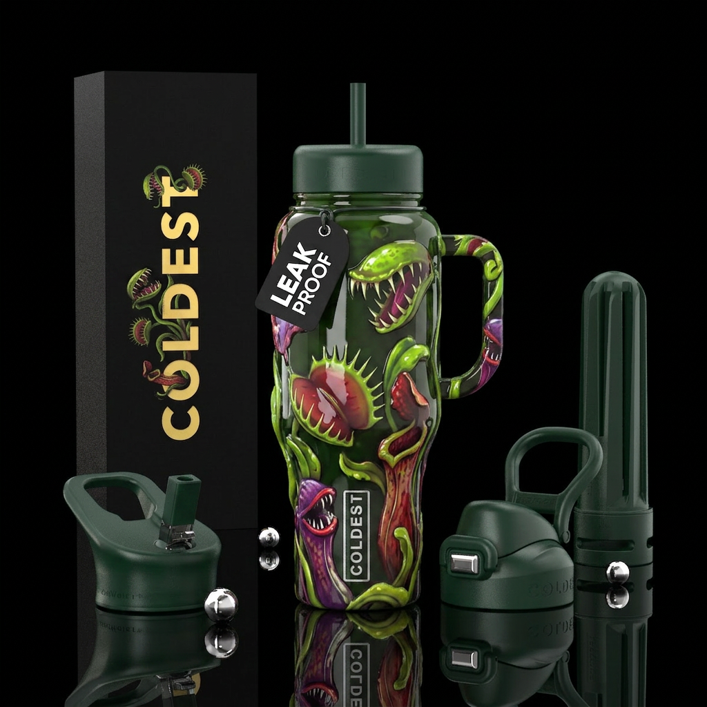 horrors, glossy, realism, trompe-l'œil ,, vibrant,... water bottle design