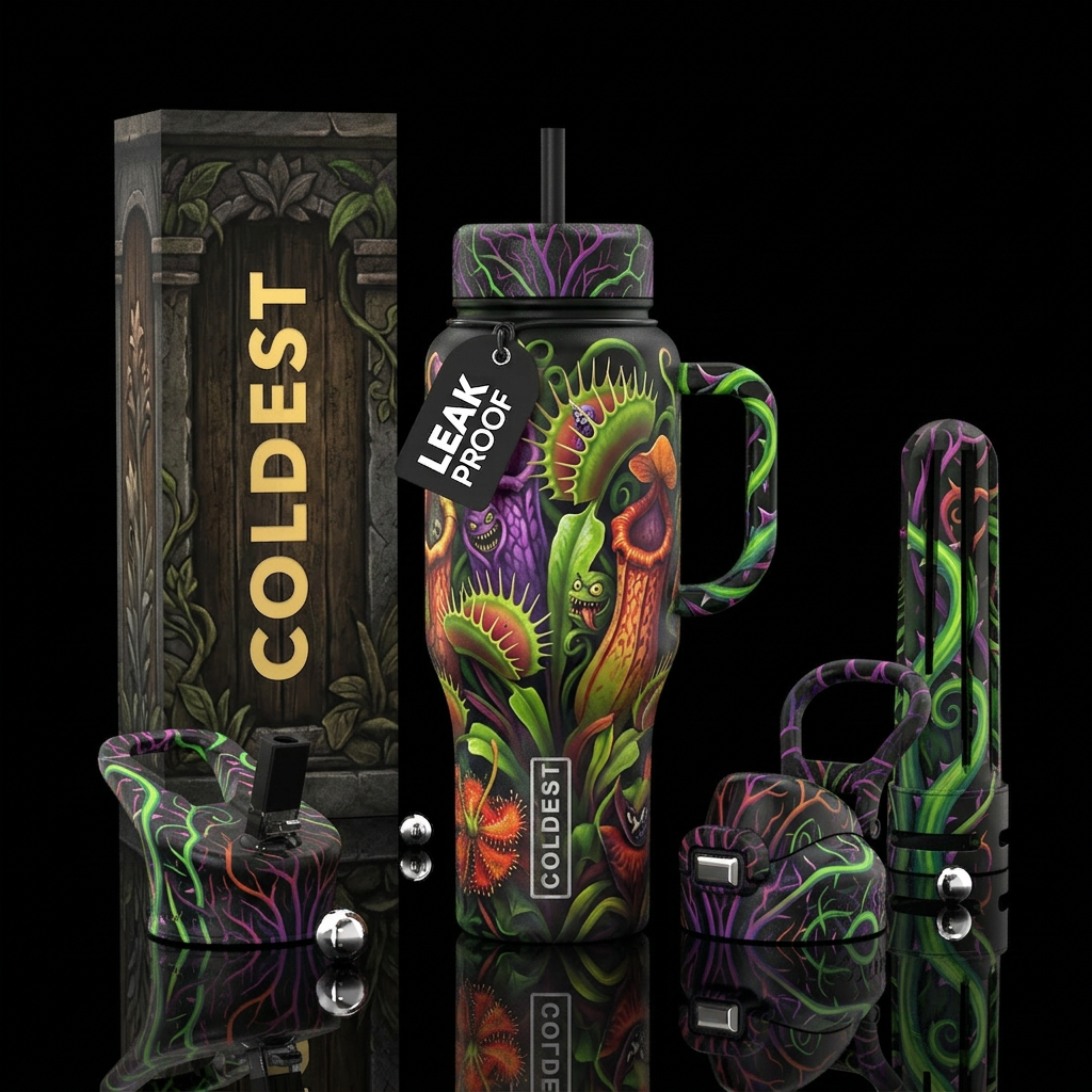 horrors, glossy, realism, trompe-l'œil ,, vibrant,... water bottle design