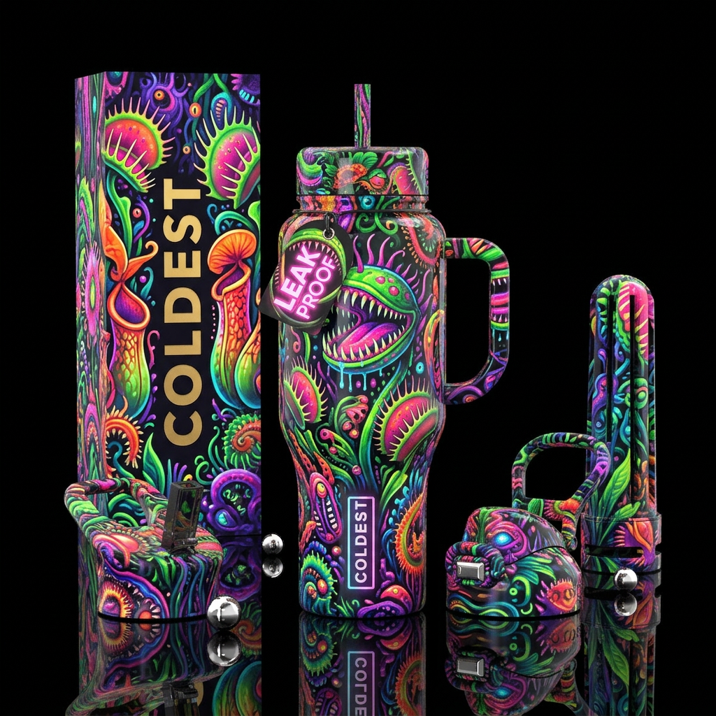 horrors, glossy, realism, trompe-l'œil ,, vibrant,... water bottle design