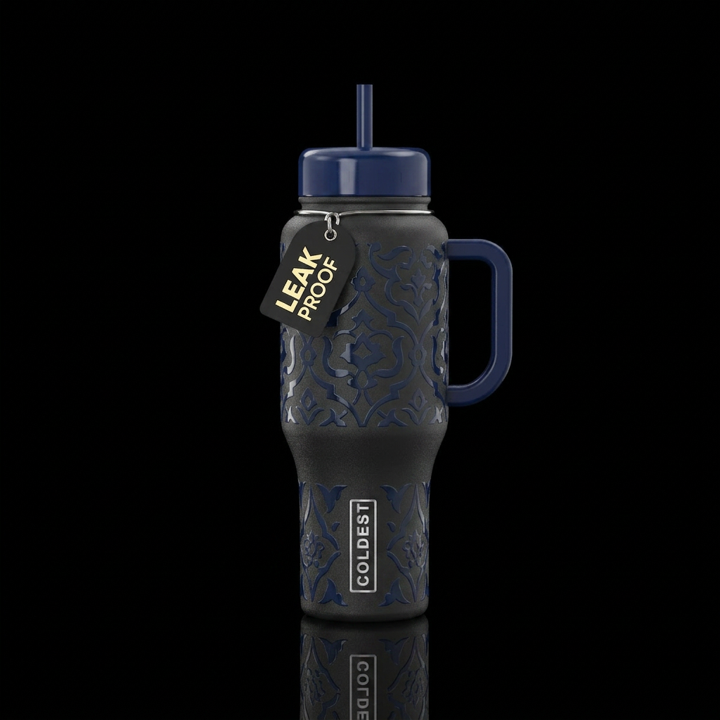 Ottoman, glossy, trompe-l'œil water bottle design