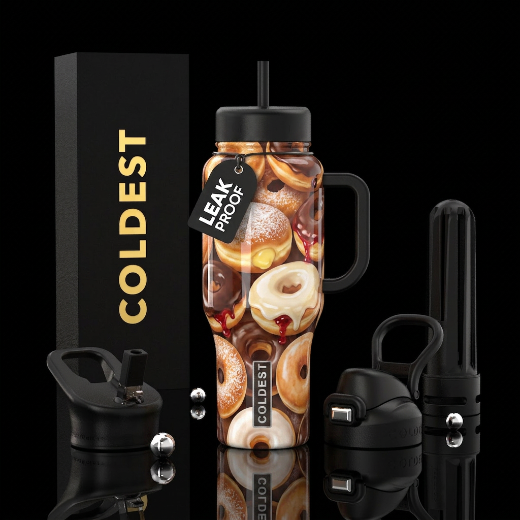Pudding filled donuts, jelly filled donuts, glazed... water bottle design