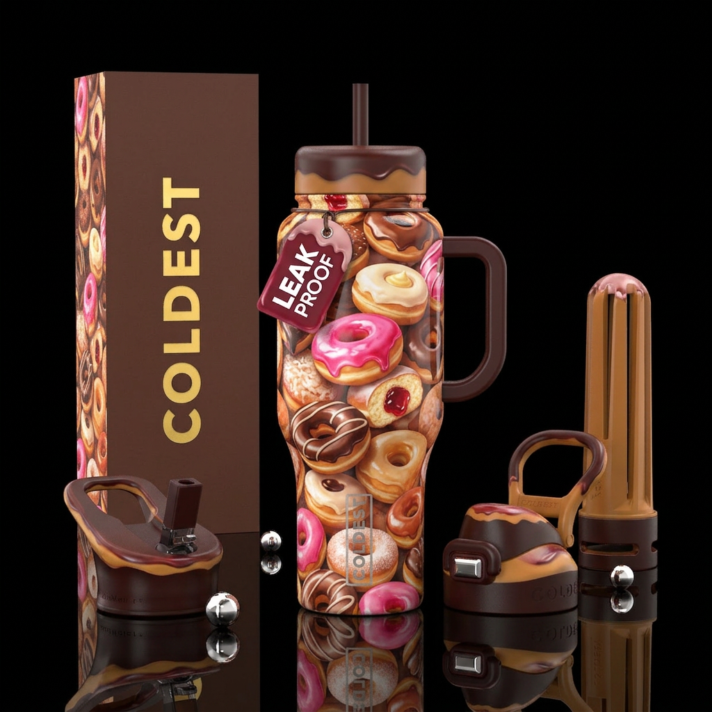 Pudding filled donuts, jelly filled donuts, glazed... water bottle design