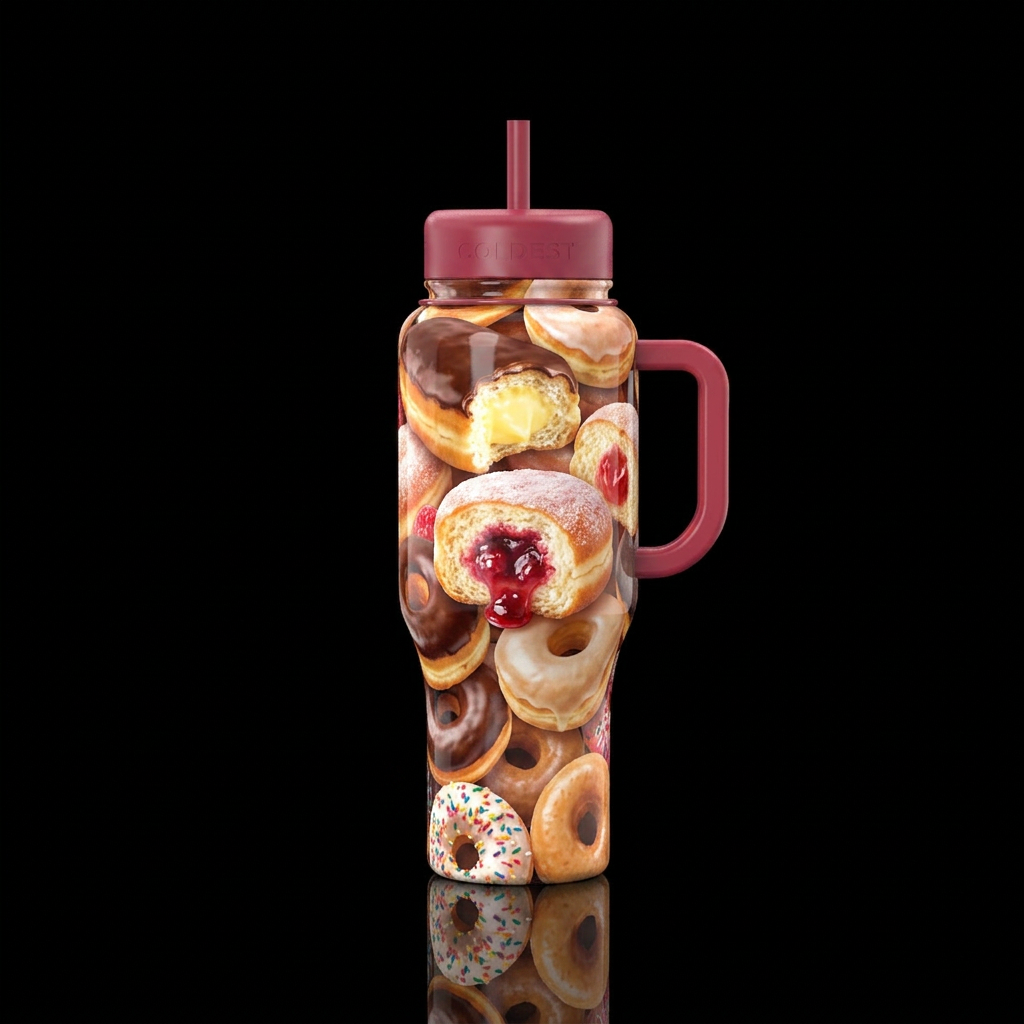 Pudding filled donuts, jelly filled donuts, glazed... water bottle design