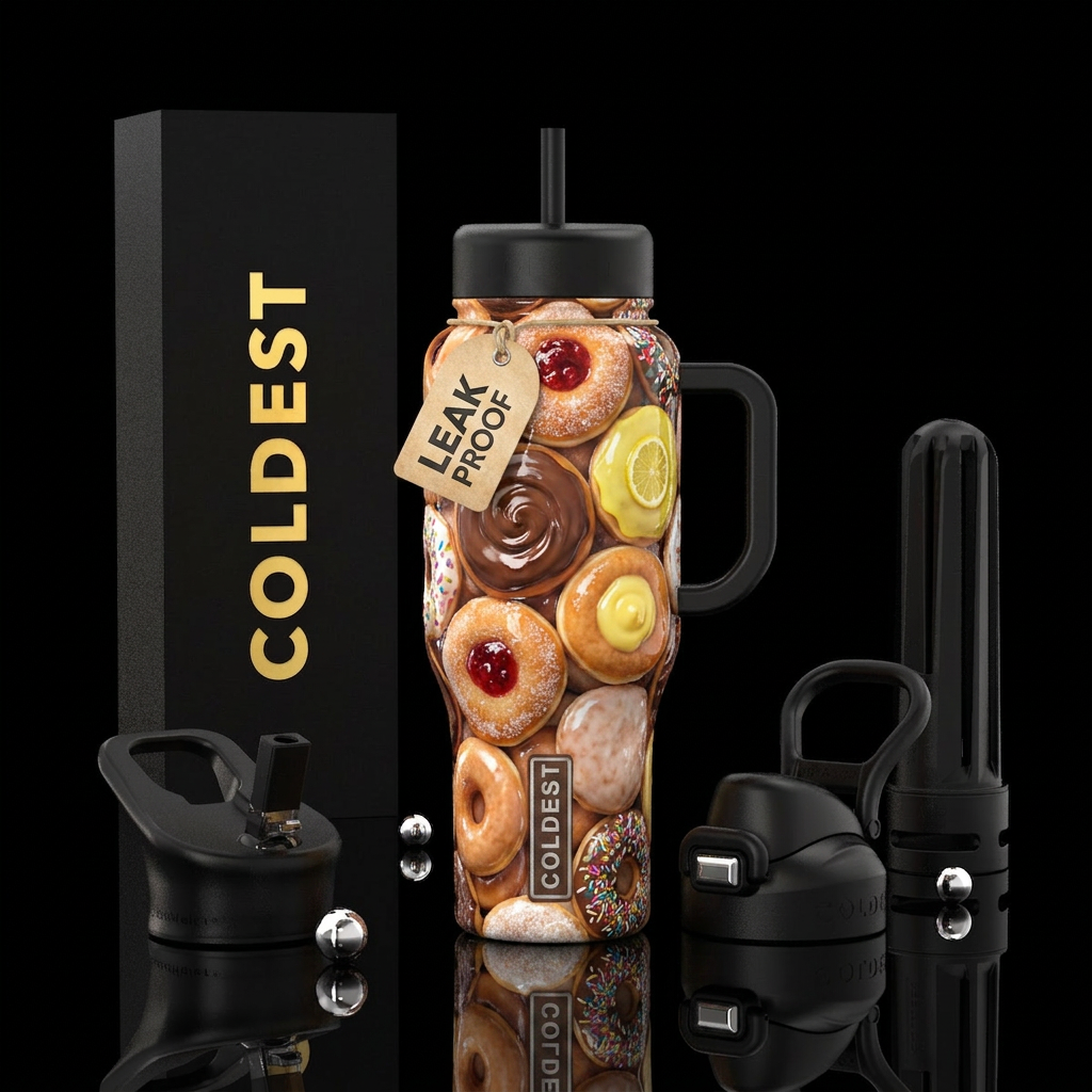 Pudding filled donuts, jelly filled donuts, glazed... water bottle design