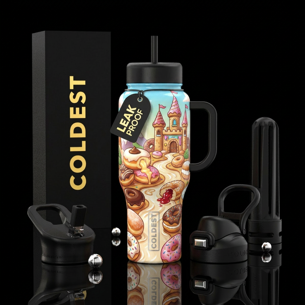 Pudding filled donuts, jelly filled donuts, glazed... water bottle design