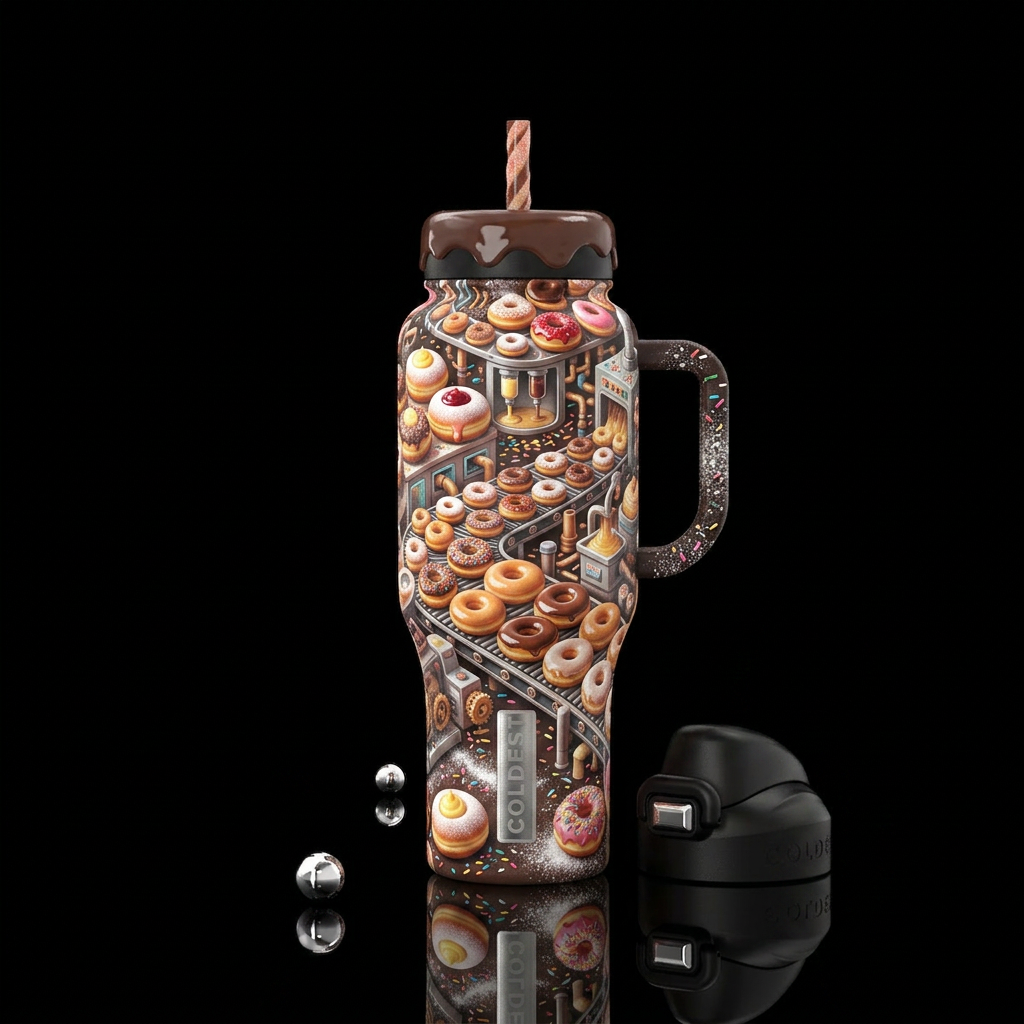 Pudding filled donuts, jelly filled donuts, glazed... water bottle design