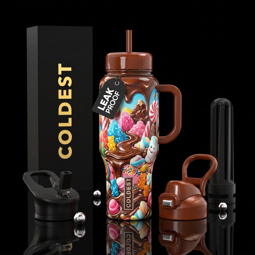 Candybar wonderland, glossy,trompe-l'œil,fantasy, ... water bottle design