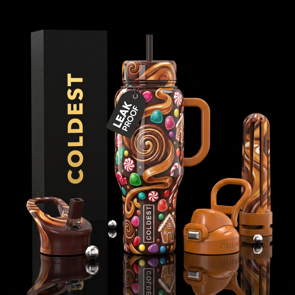 Candybar carmel wonderland, glossy,trompe-l'œil,fa... water bottle design