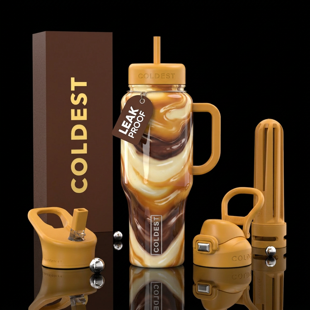 Vanilla pudding, chocolate pudding, butterscotch p... water bottle design