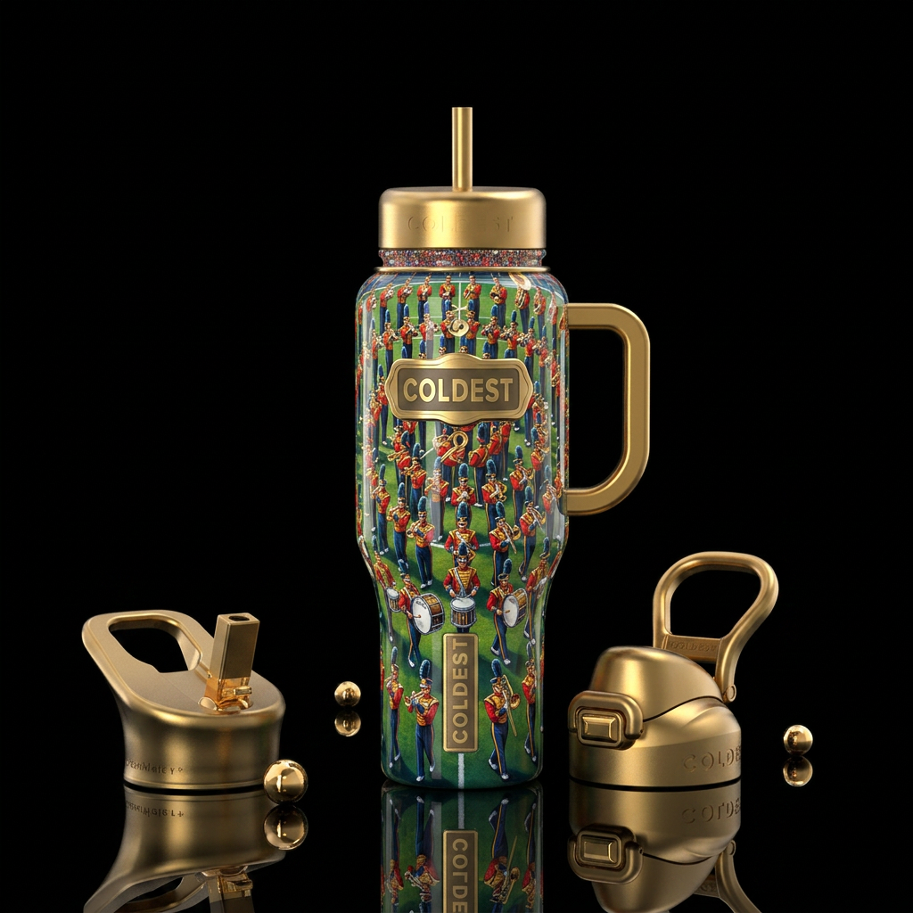 Marching band,glossy, trompe-l'œil water bottle design