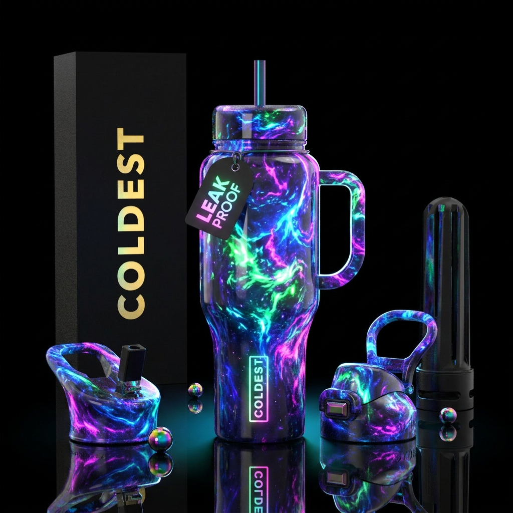 Insanity, glossy, glowie, trompe-l'œil water bottle design