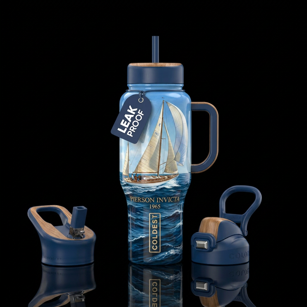 1965 Pierson Invicta sailing, glossy, trompe-l'œil water bottle design
