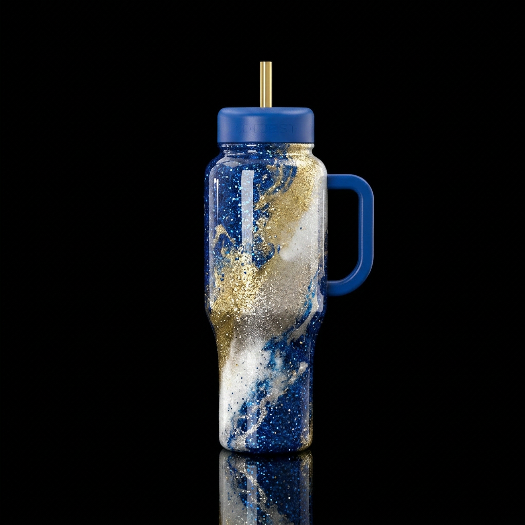 Air force one colors,glossy,abstract , glitter water bottle design
