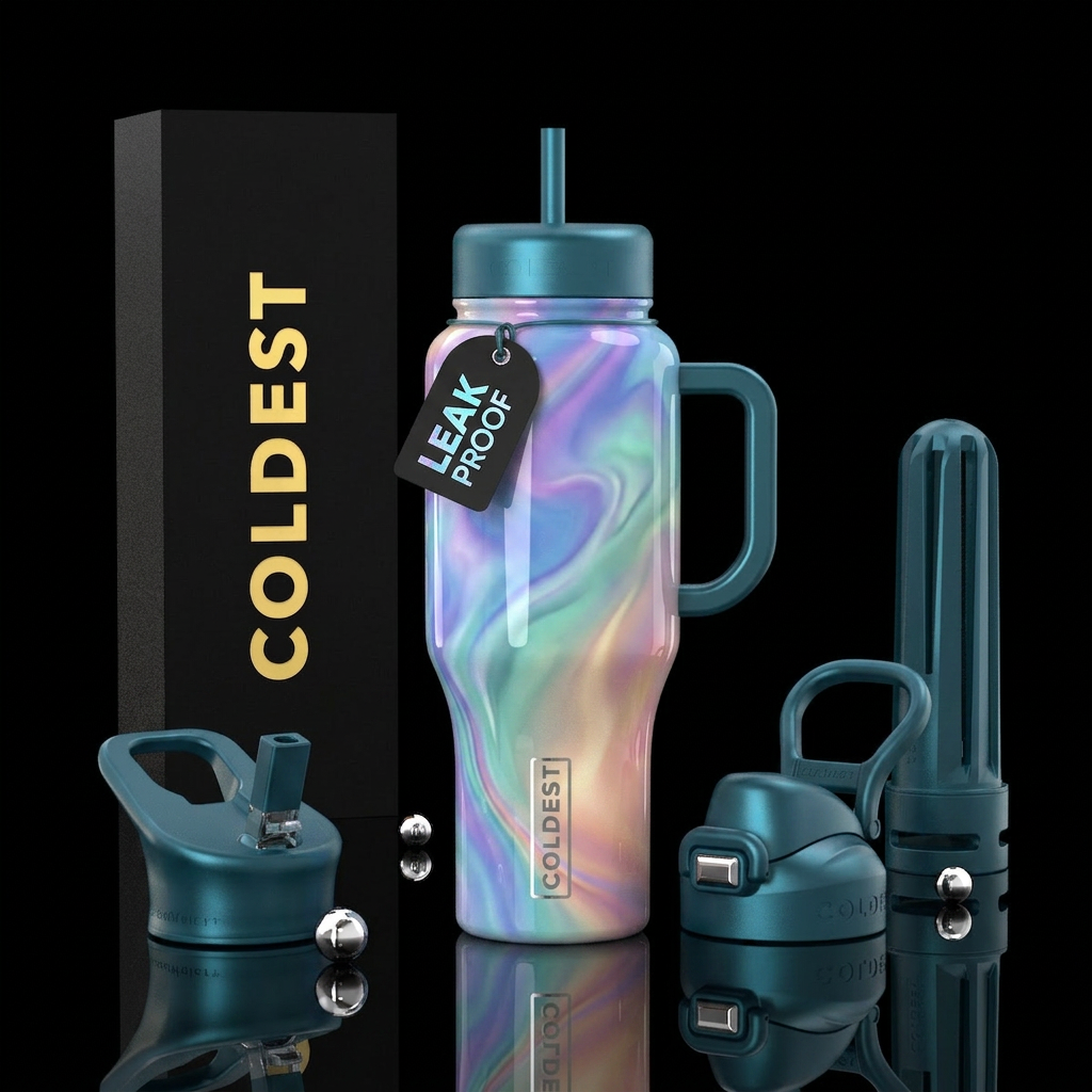 Serenity, glossy, trompe-l'œil water bottle design