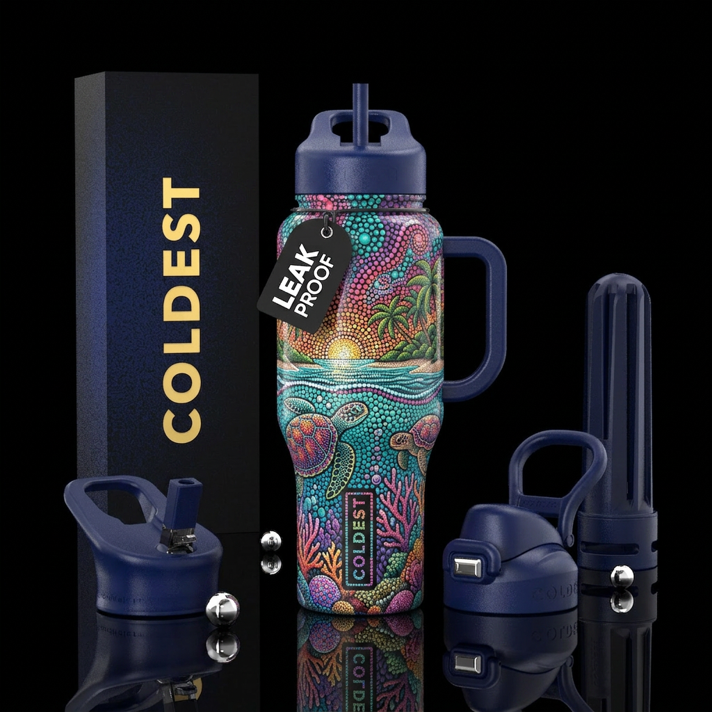 Serenity, glossy, trompe-l'œil, nautical, holi, st... water bottle design