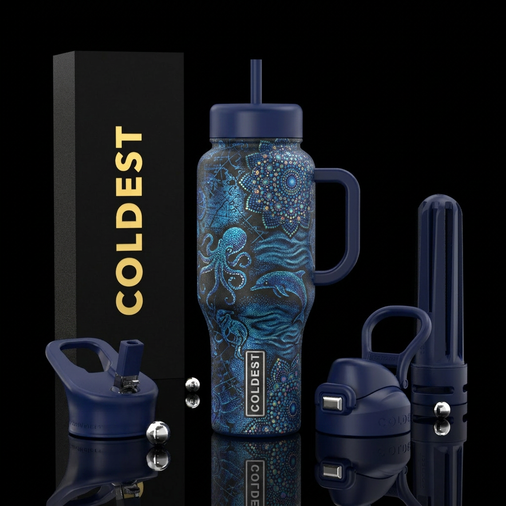 Serenity, glossy, trompe-l'œil, nautical, holi, st... water bottle design