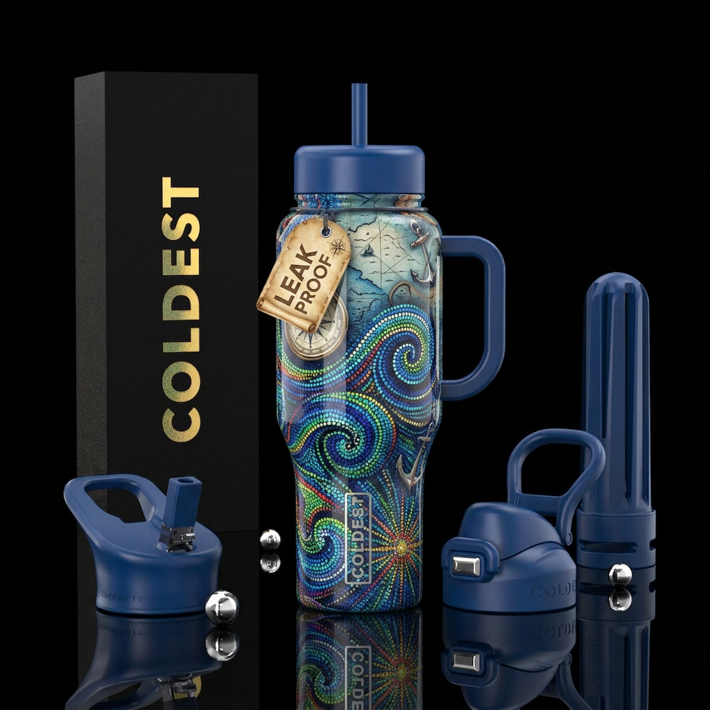 Serenity, glossy, trompe-l'œil, nautical, holi, st... water bottle design