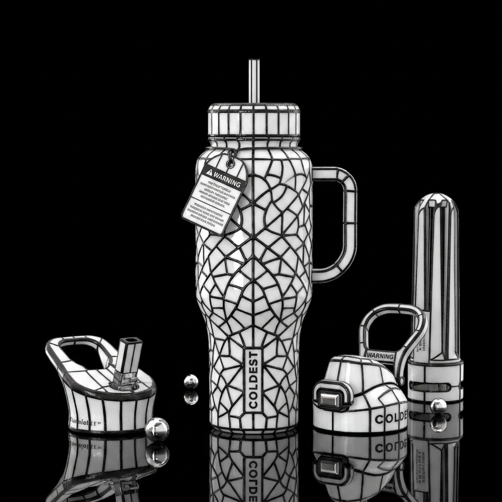 Tiffany lamp inspired glass, glossy, trompe-l'œil,... water bottle design
