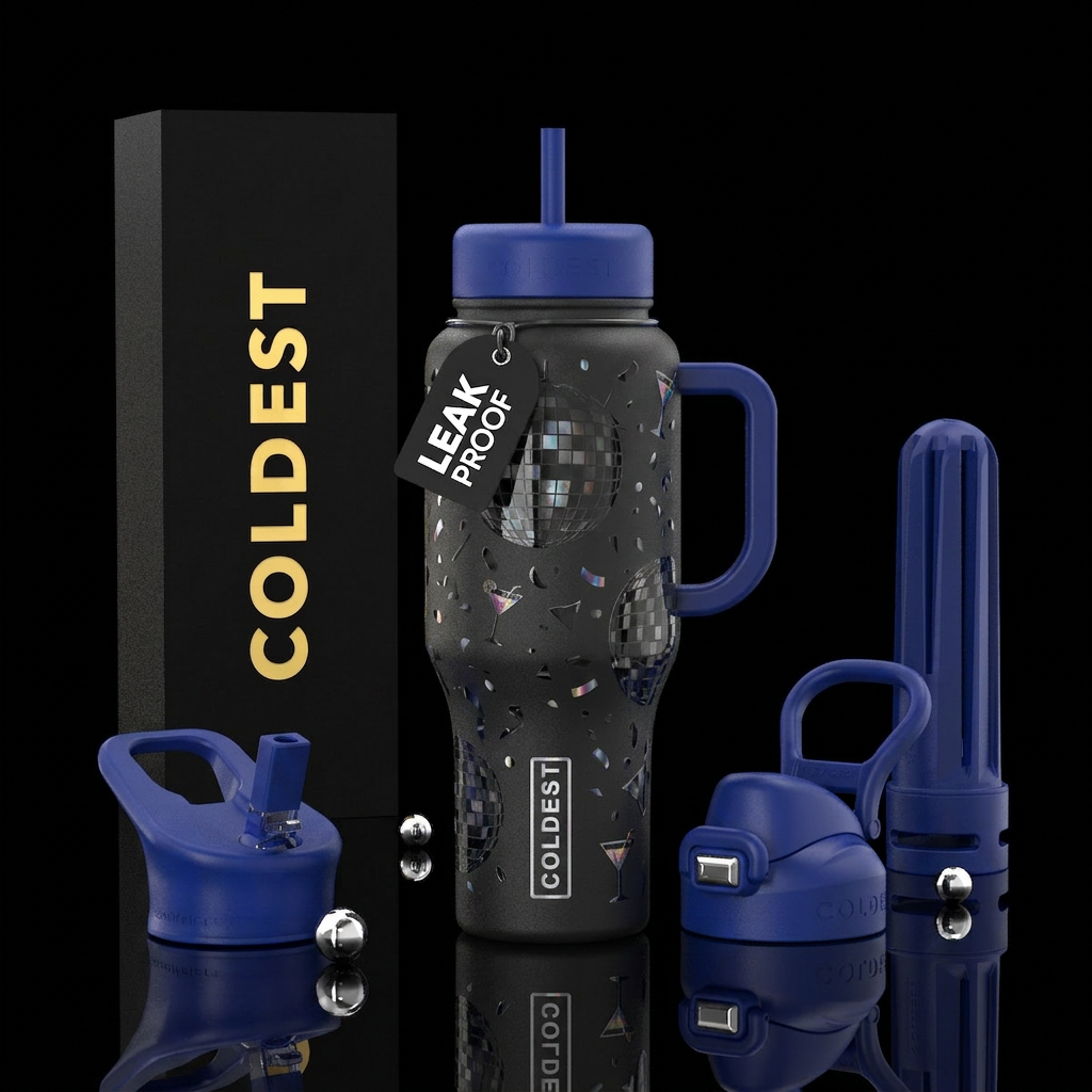 Life of the party, glossy, trompe-l'œil water bottle design