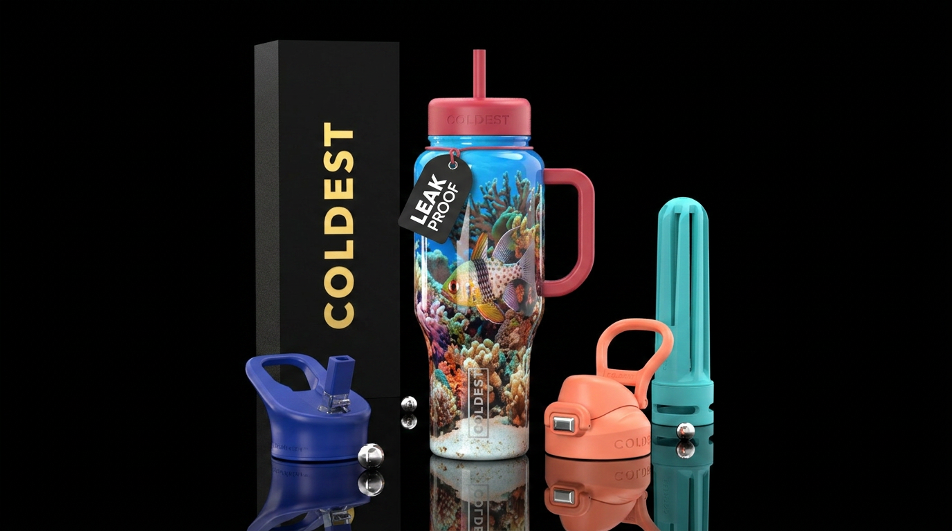 Cardinal pajama fish, saltwater, glossy, trompe-l'... water bottle design