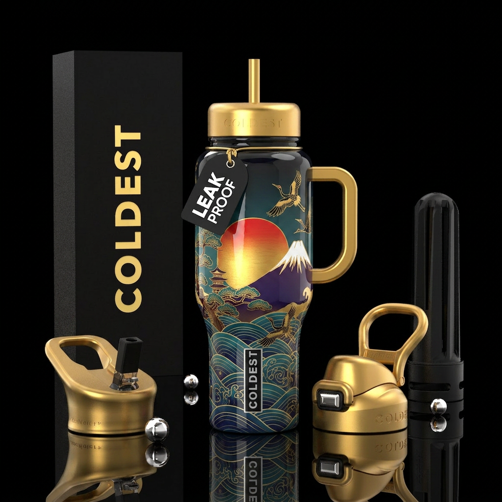 Empire of the sun, Japanese art,glossy, trompe-l'œ... water bottle design