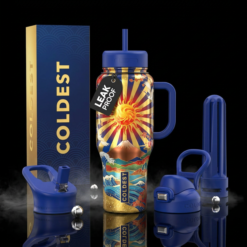 Empire of the sun, Japanese art,glossy, trompe-l'œ... water bottle design