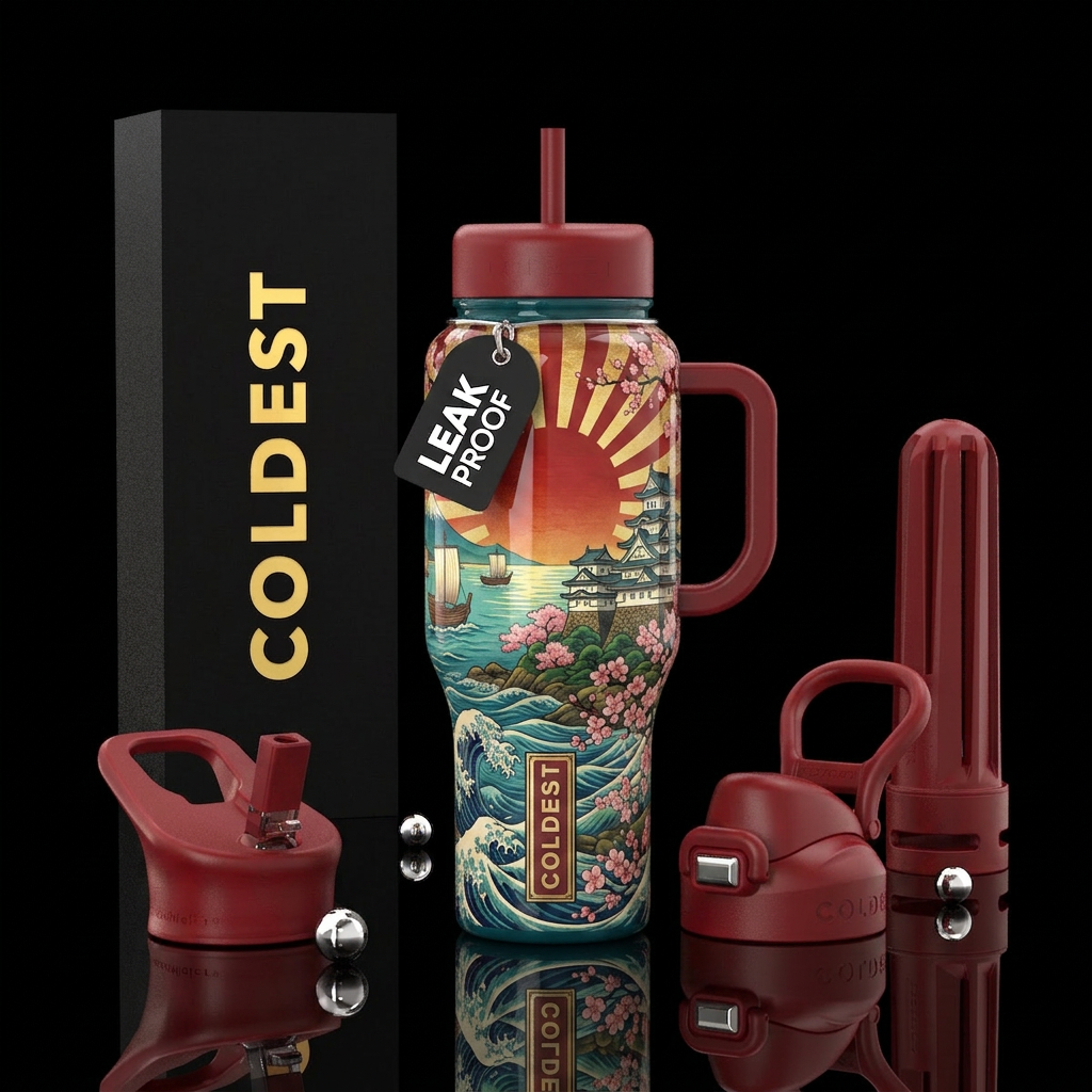 Empire of the sun, Japanese art,glossy, trompe-l'œ... water bottle design