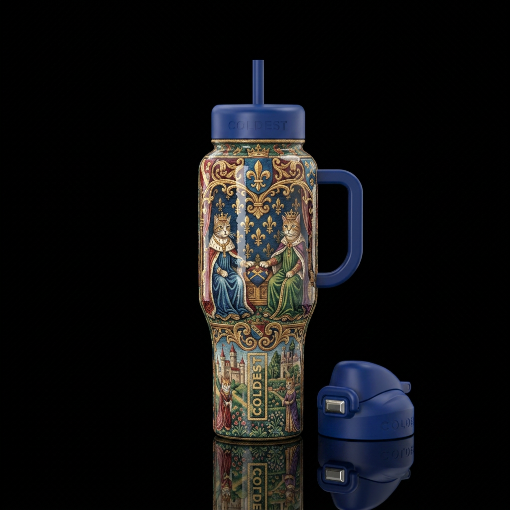 Empire of the cats tapestry art,glossy, trompe-l'œ... water bottle design