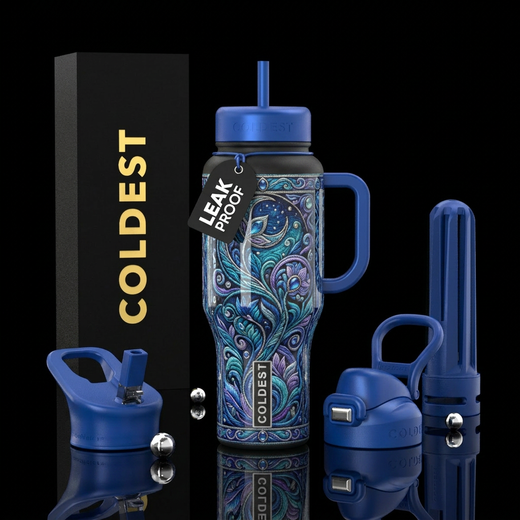 tapestry art,glossy, trompe-l'œil ,comforting,vibr... water bottle design