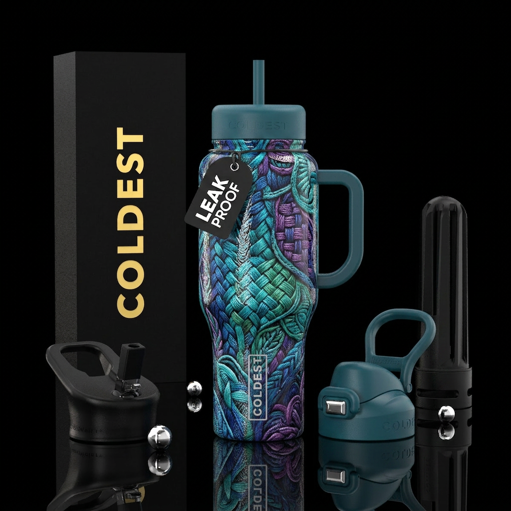 tapestry art,glossy, trompe-l'œil ,comforting,vibr... water bottle design