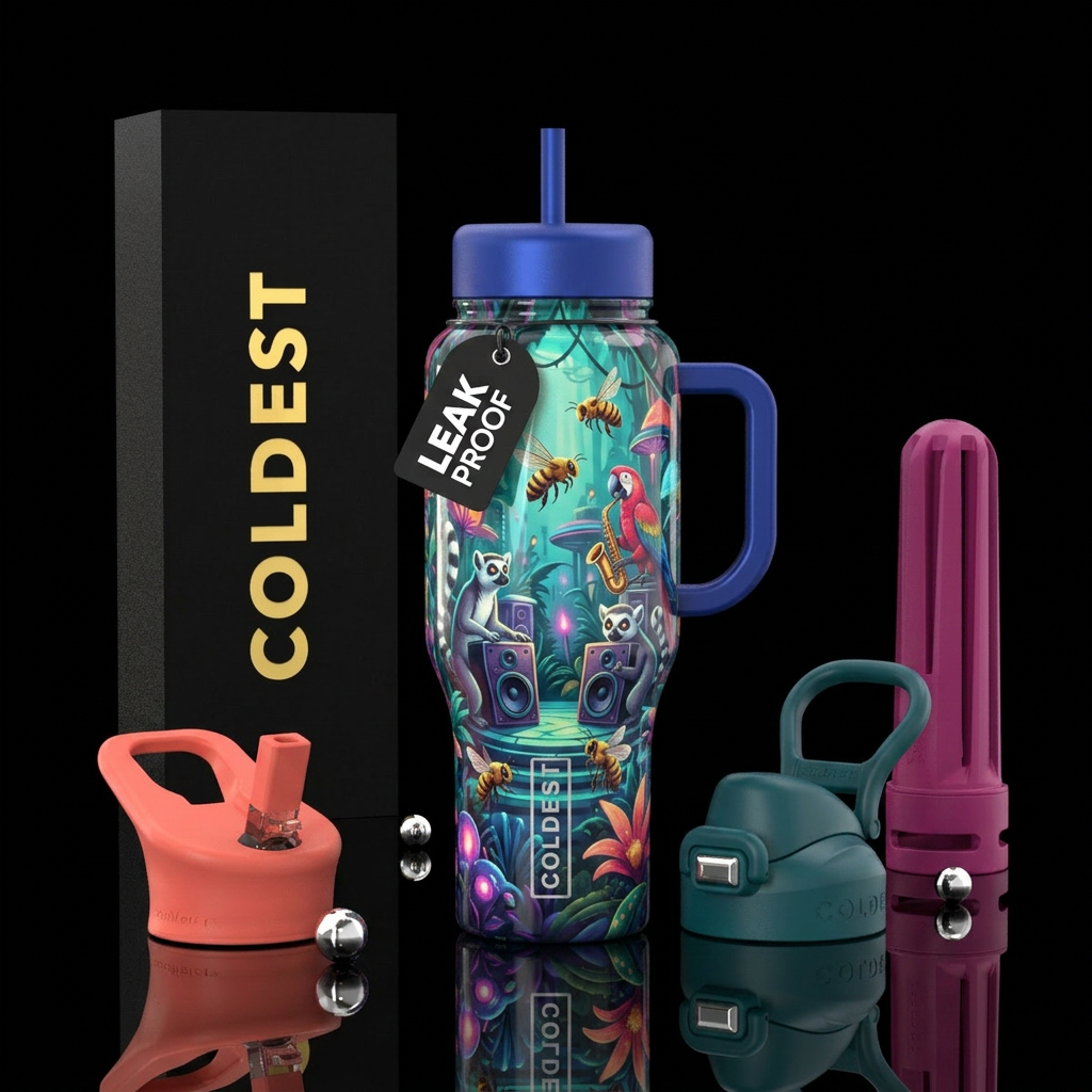 Bee bop palooza,glossy, trompe-l'œil water bottle design