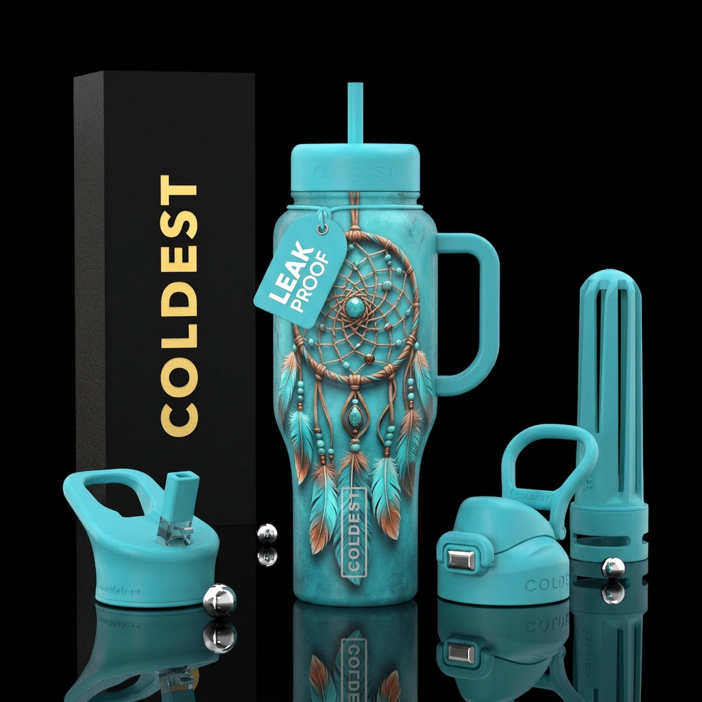 Beautiful dreamcatcher,glossy, trompe-l'œil, glow ... water bottle design