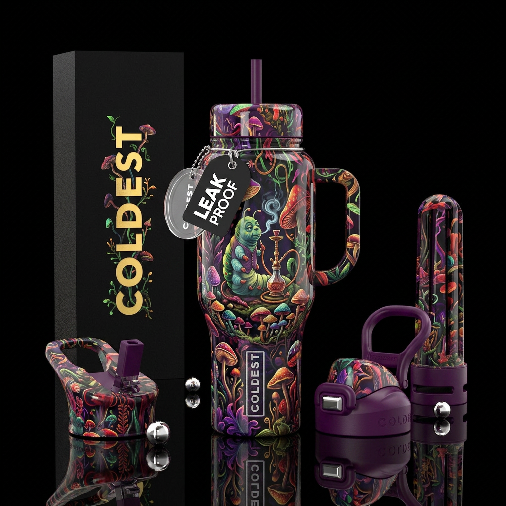 delicate,, fauvism,glossy, trompe-l'œil, harmoniou... water bottle design