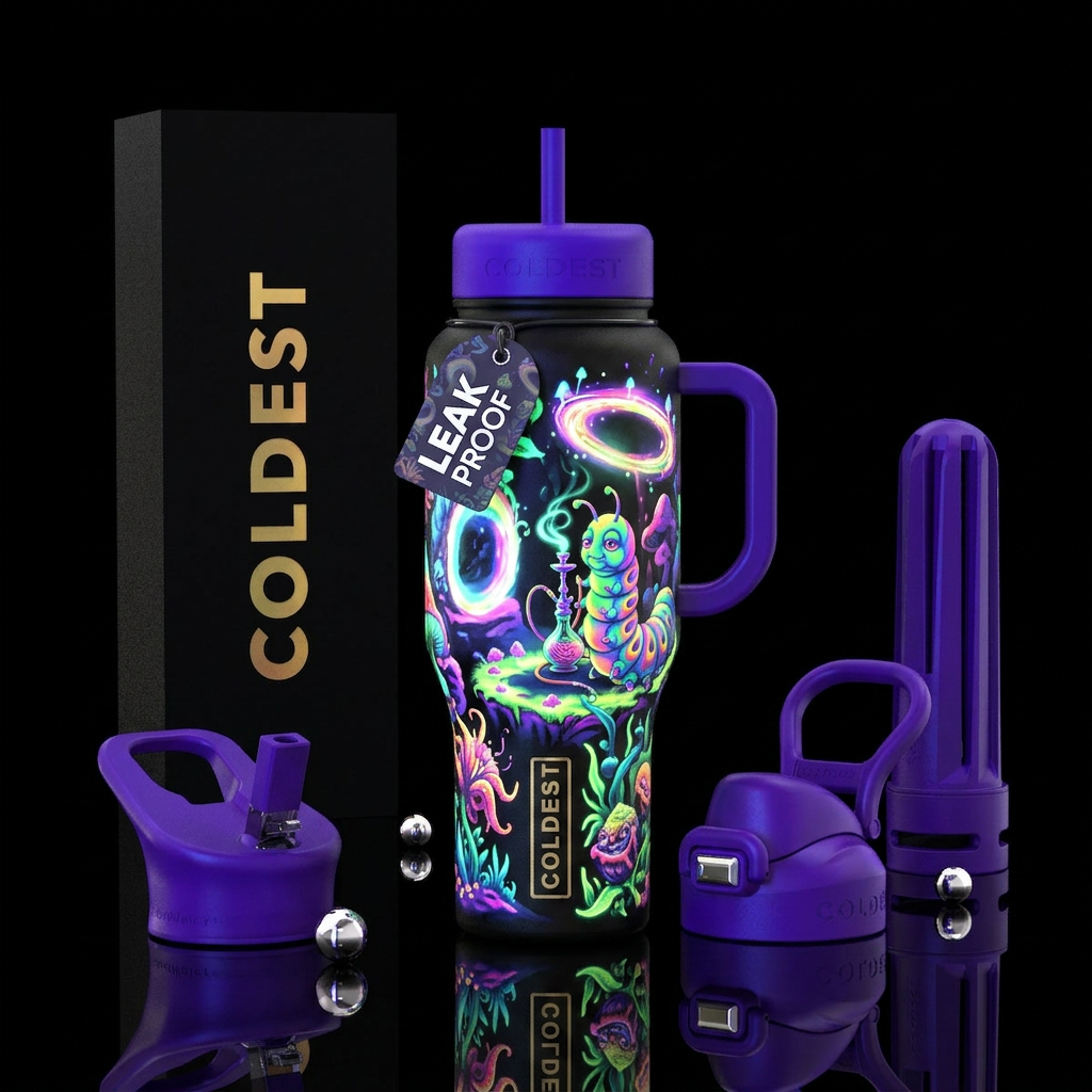delicate,, ,glossy, trompe-l'œil, harmonious, whim... water bottle design