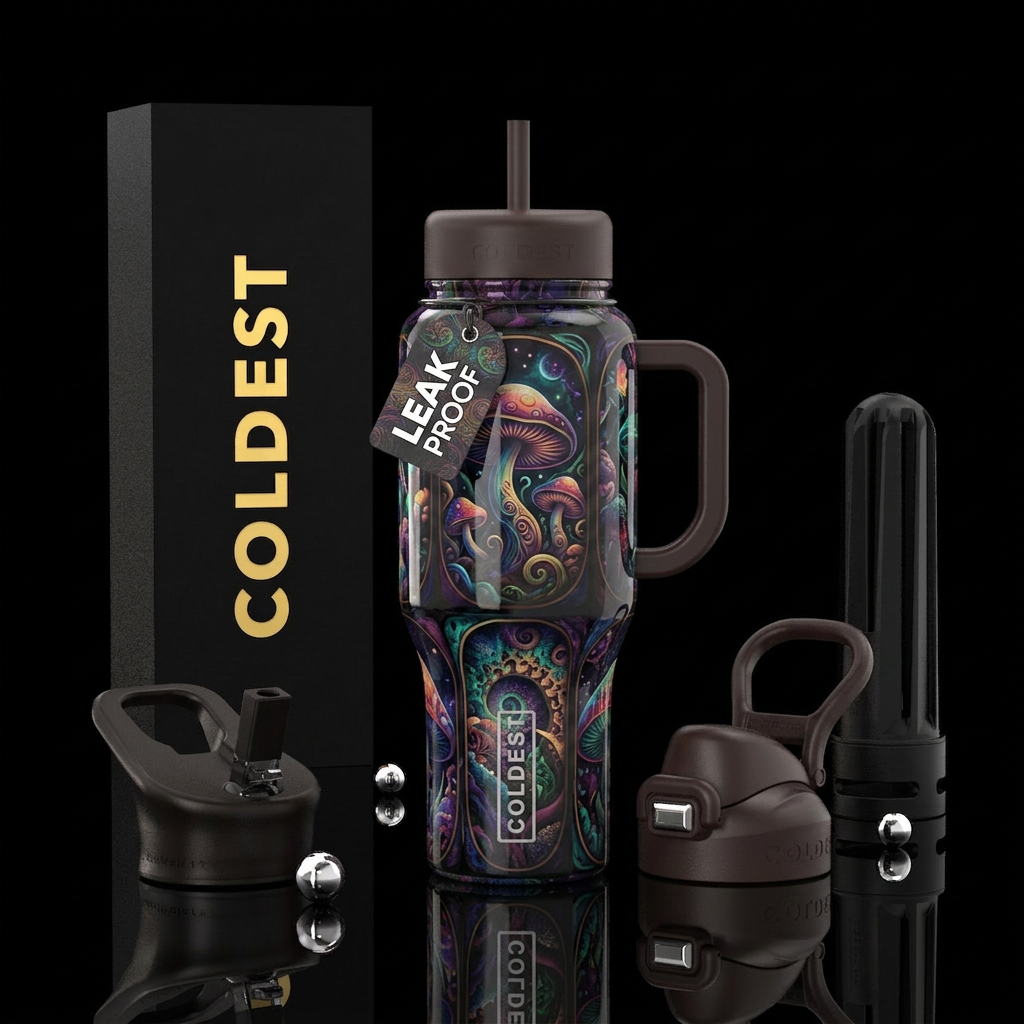 Groovy ,glossy, trompe-l'œil, , , mystical, tranqu... water bottle design