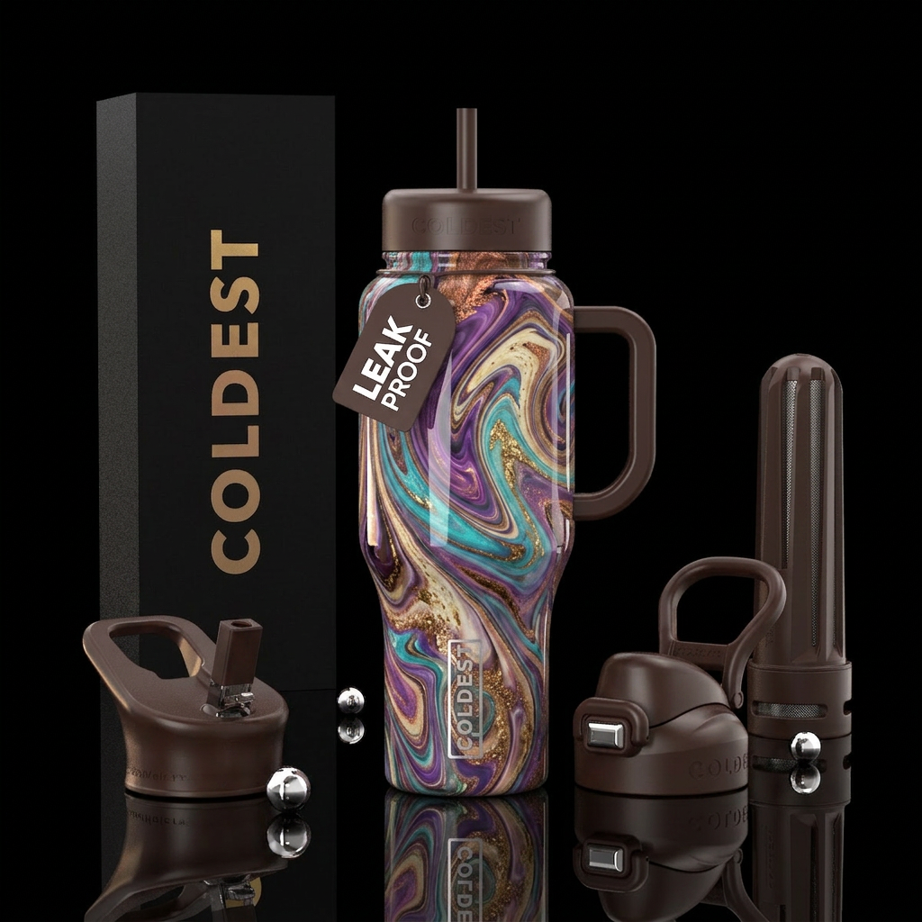 Groovy ,glossy, trompe-l'œil, , , mystical, tranqu... water bottle design