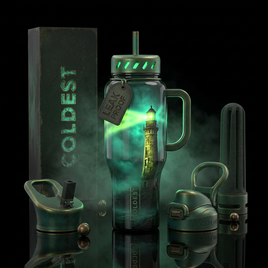 lighthouse,eerie feel, , provocative, ,glossy, tro... water bottle design