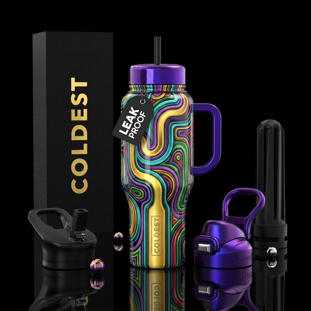 Wiles,glossy, trompe-l'œil water bottle design