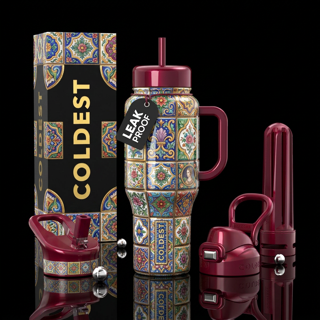 Wiles,glossy, trompe-l'œil water bottle design