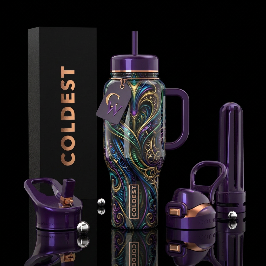 Flamboyant,  Wiles,glossy, trompe-l'œil,mysterious... water bottle design
