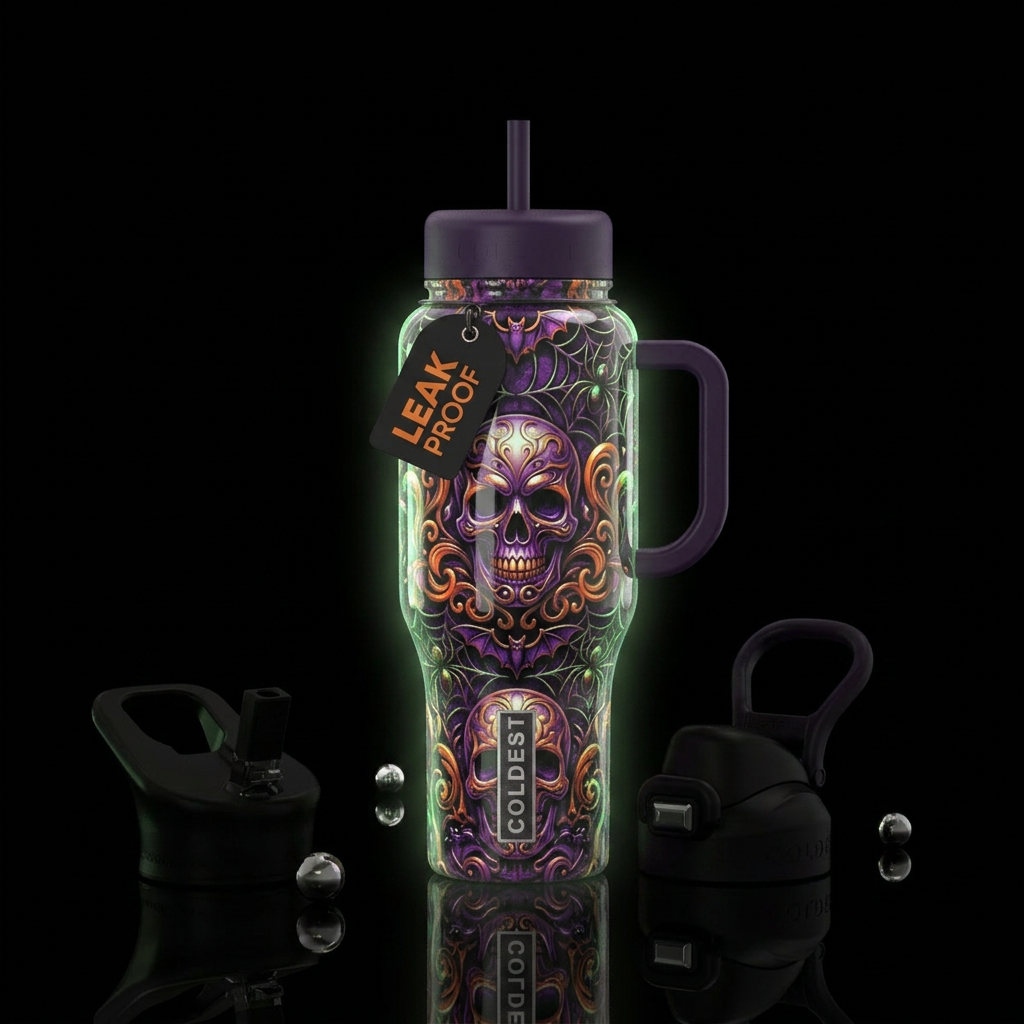 Beautiful Halloween hallmarks,glossy, trompe-l'œil... water bottle design