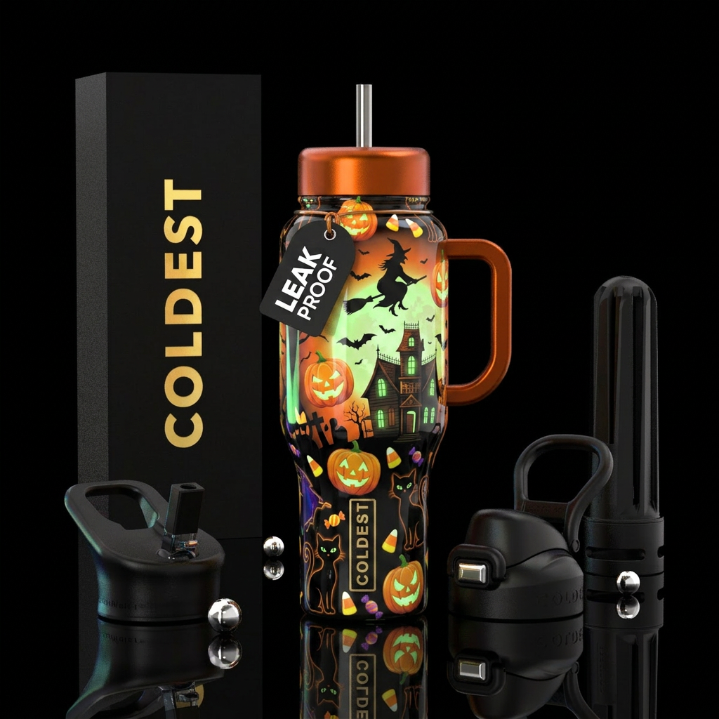 Beautiful Halloween hallmarks,glossy, trompe-l'œil... water bottle design
